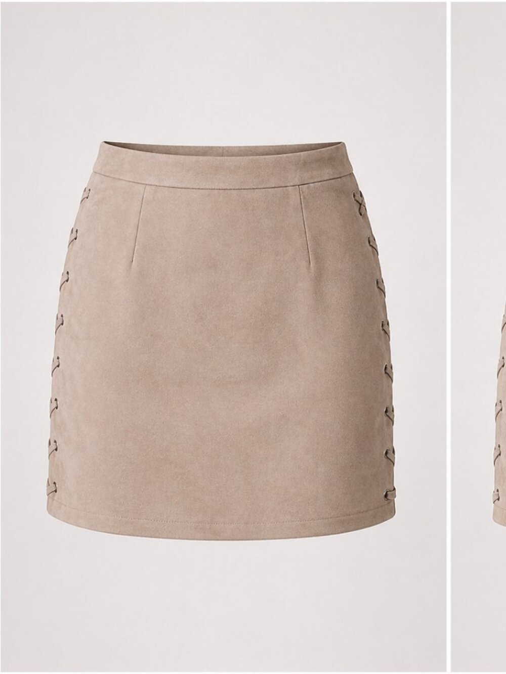 Blush Noir Faux Suede Mini Skirt Lace-Up Side Blush Pink Size M
